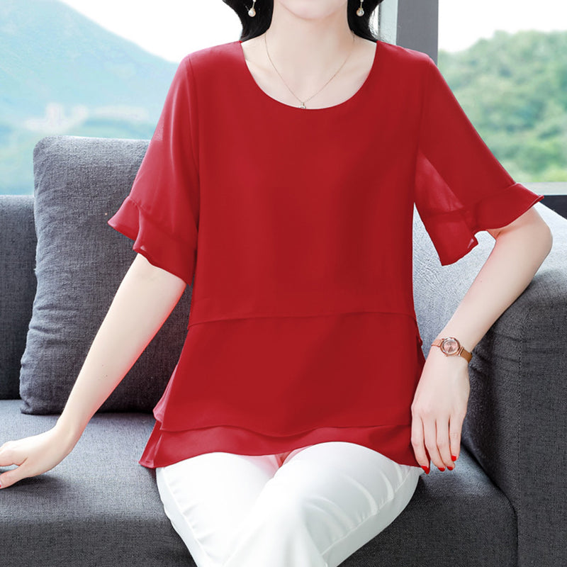 💥Limit Time 49% OFF🍃Women's Summer Elegant Loose Fit Solid Color Top