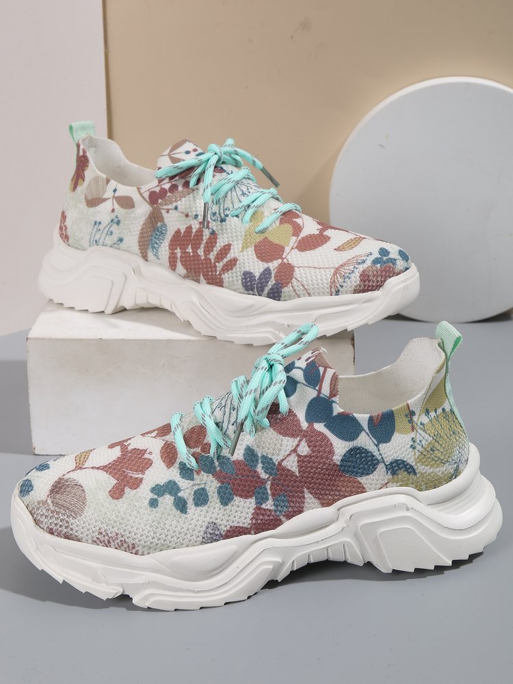 🎁Limited time 49% OFF⏳Floral Print Lace-up Breathable Orthopedic Sneakers