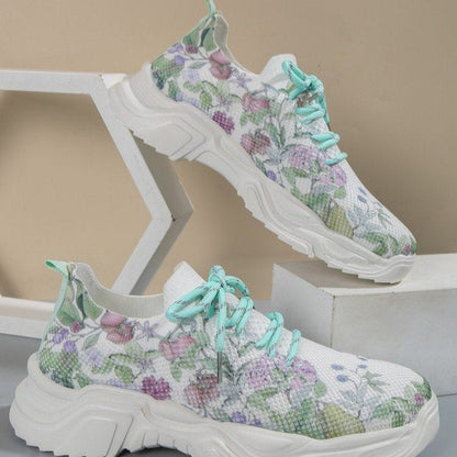 🎁Limited time 49% OFF⏳Floral Print Lace-up Breathable Orthopedic Sneakers