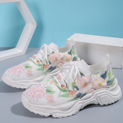 🎁Limited time 49% OFF⏳Floral Print Lace-up Breathable Orthopedic Sneakers