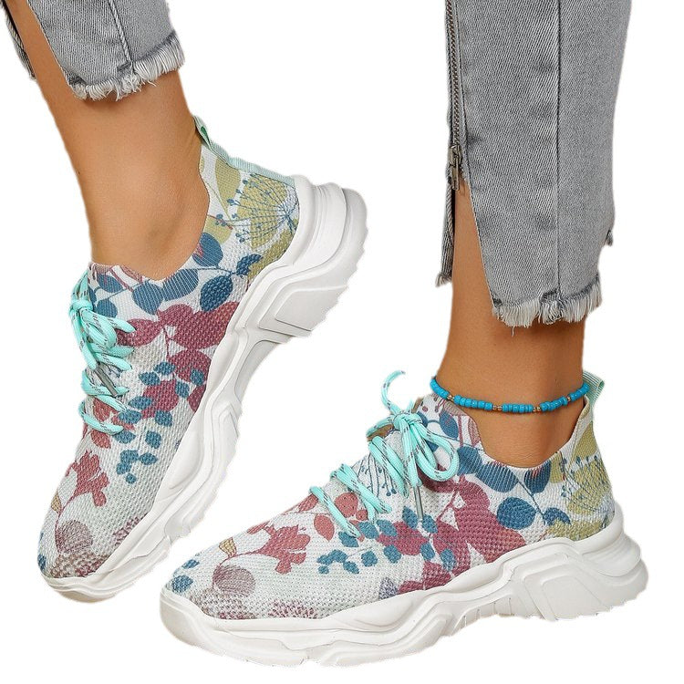 🎁Limited time 49% OFF⏳Floral Print Lace-up Breathable Orthopedic Sneakers