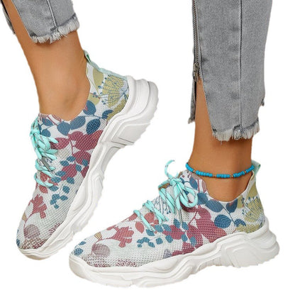🎁Limited time 49% OFF⏳Floral Print Lace-up Breathable Orthopedic Sneakers