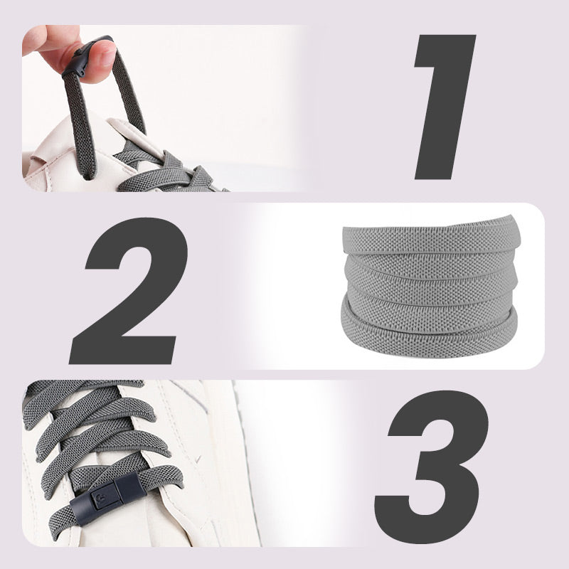 2pcs Widened Elastic No-tie Flat Laces Buckles