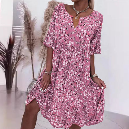 🌸49% off👗- Women's trendy V-neck half sleeve floral dress