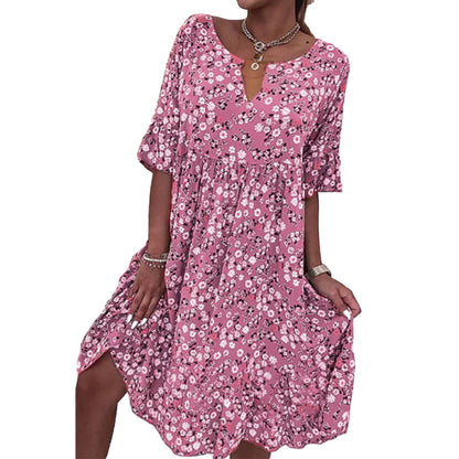 🌸49% off👗- Women's trendy V-neck half sleeve floral dress