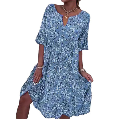 🌸49% off👗- Women's trendy V-neck half sleeve floral dress