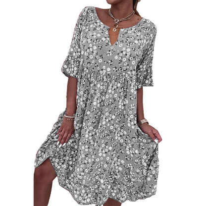 🌸49% off👗- Women's trendy V-neck half sleeve floral dress