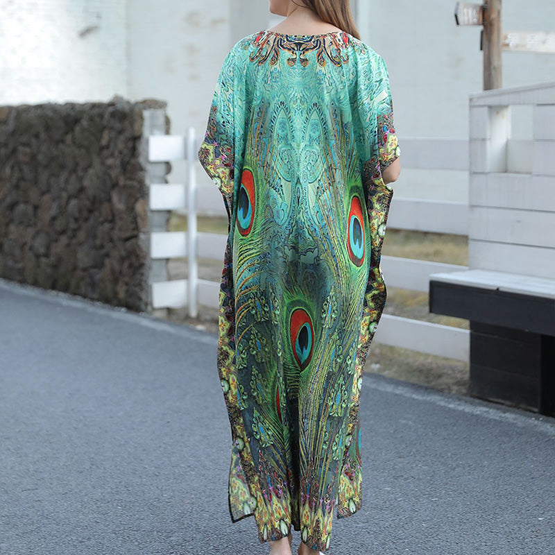 🏖️Big sale 2024💥Beach blouse with feather print for women👗
