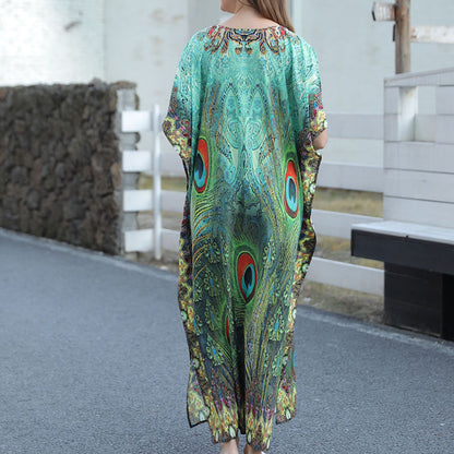 🏖️Big sale 2024💥Beach blouse with feather print for women👗