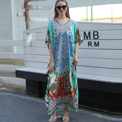 🏖️Big sale 2024💥Beach blouse with feather print for women👗
