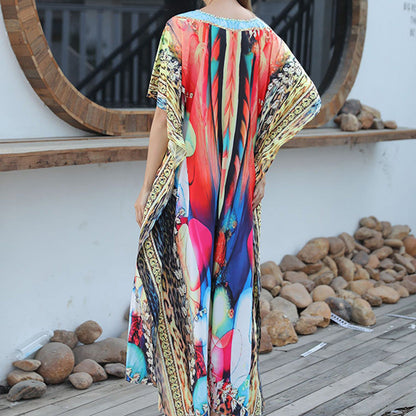🏖️Big sale 2024💥Beach blouse with feather print for women👗