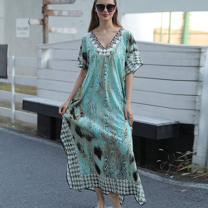 🏖️Big sale 2024💥Beach blouse with feather print for women👗
