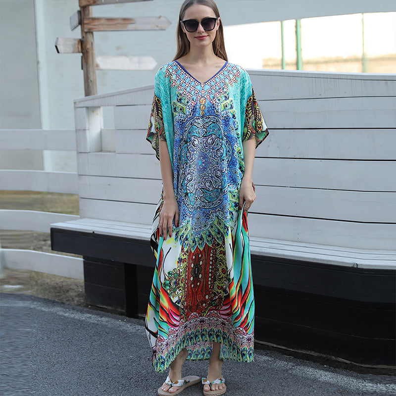 🏖️Big sale 2024💥Beach blouse with feather print for women👗