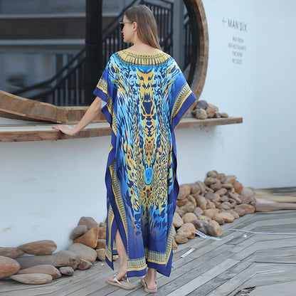 🏖️Big sale 2024💥Beach blouse with feather print for women👗