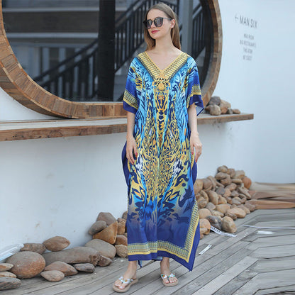 🏖️Big sale 2024💥Beach blouse with feather print for women👗