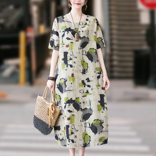 🔥Promotion - 49% discount🍃Women's Summer Breathable Loose Print Dress