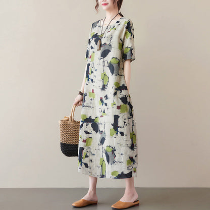 🔥Promotion - 49% discount🍃Women's Summer Breathable Loose Print Dress