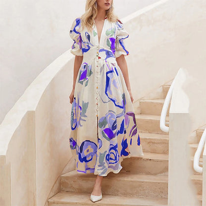 🌸Elegant maxi dress with rose pattern for women💕