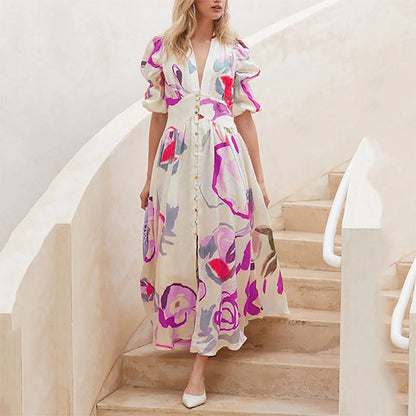🌸Elegant maxi dress with rose pattern for women💕