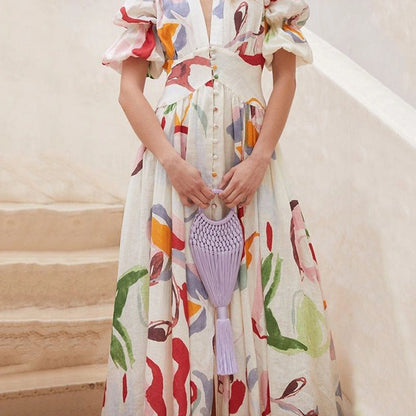 🌸Elegant maxi dress with rose pattern for women💕