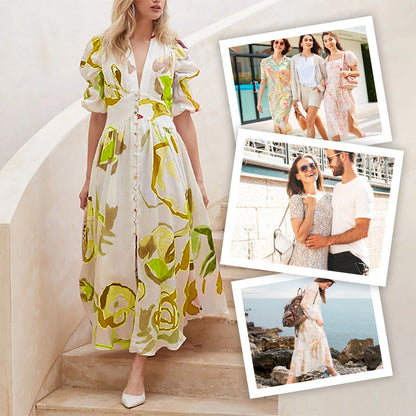 🌸Elegant maxi dress with rose pattern for women💕
