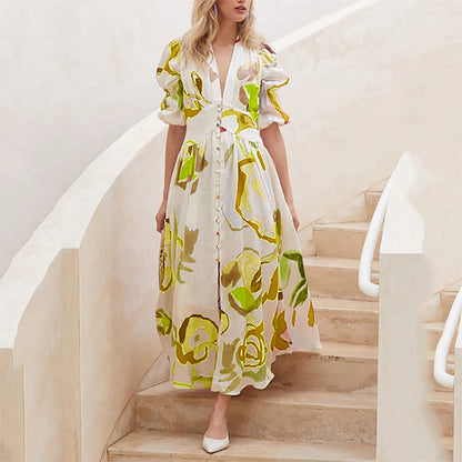 🌸Elegant maxi dress with rose pattern for women💕