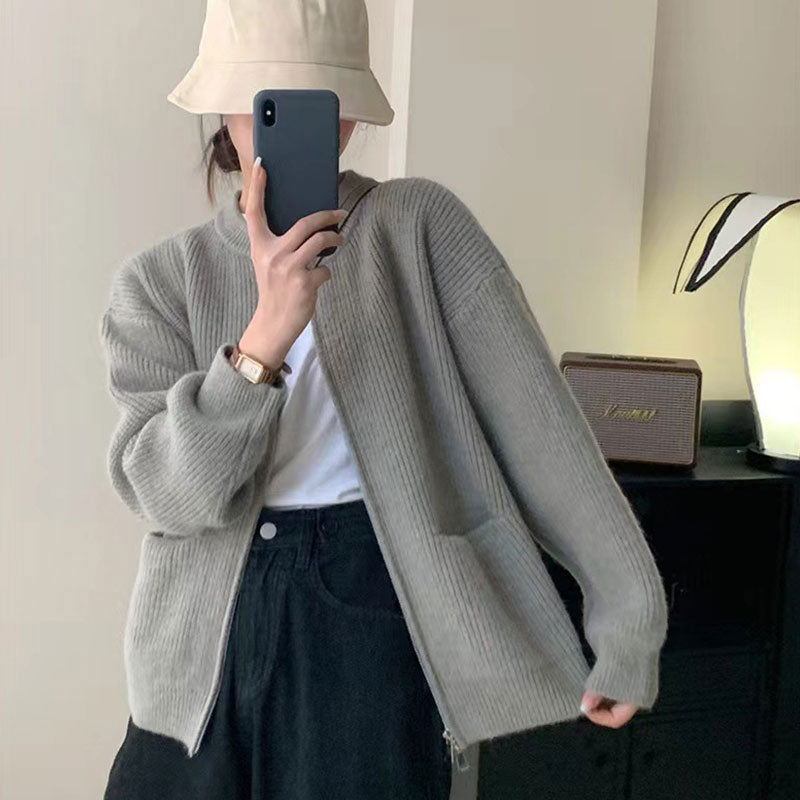 💥Limit Time 49% OFF🎉Women's Knitted Round Neck Double Zip Coat