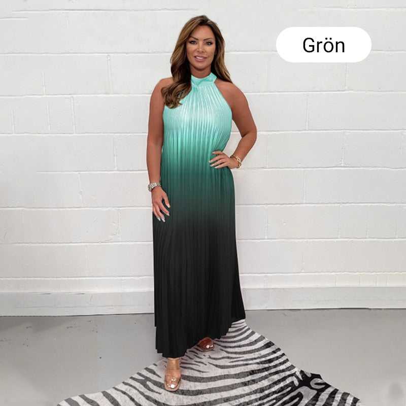 💟💃 Gradient Pleated Halter Neck Dress