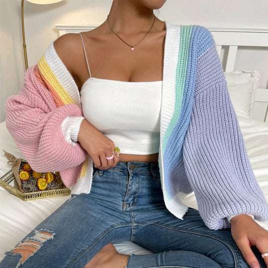 💥Sale 49% discount💕Knitted Oversize Contrast Color Cardigan