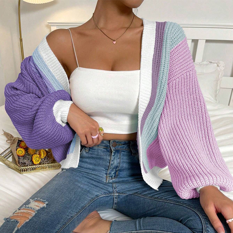 💥Sale 49% discount💕Knitted Oversize Contrast Color Cardigan