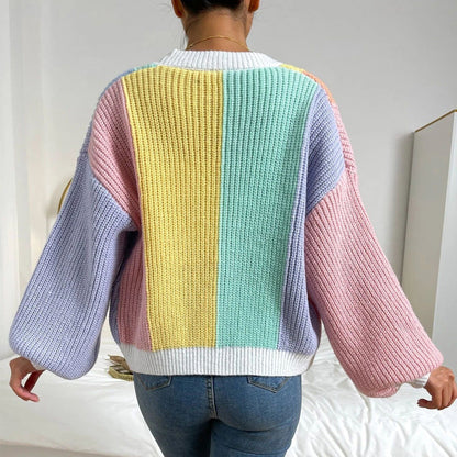 💥Sale 49% discount💕Knitted Oversize Contrast Color Cardigan