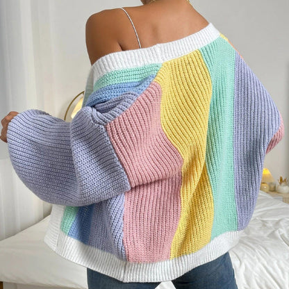 💥Sale 49% discount💕Knitted Oversize Contrast Color Cardigan