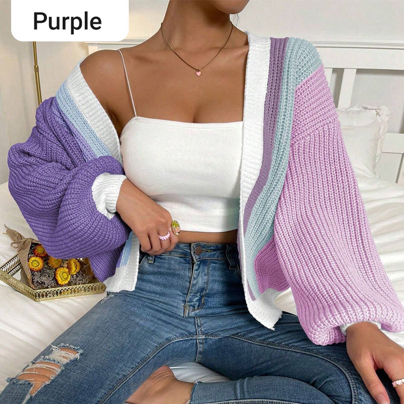 💥Sale 49% discount💕Knitted Oversize Contrast Color Cardigan