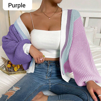 💥Sale 49% discount💕Knitted Oversize Contrast Color Cardigan