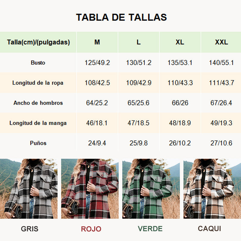 💥Limit Time 49% OFF💕Women's Plaid Print Long Sleeve Warm Tweed Coat