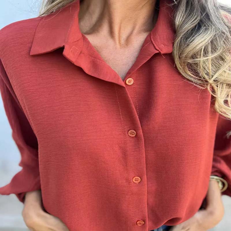🔥HOT SALE 49% OFF💕Women's Elegant Solid Color Button-Up Shirt