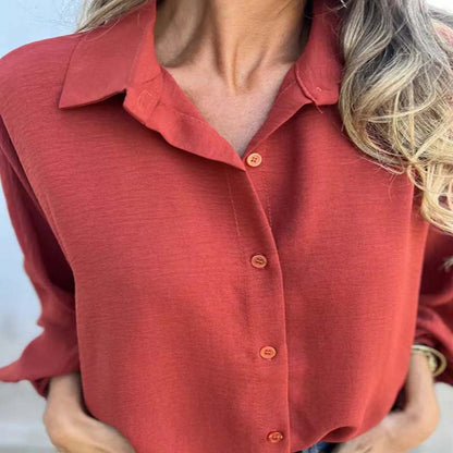 🔥HOT SALE 49% OFF💕Women's Elegant Solid Color Button-Up Shirt