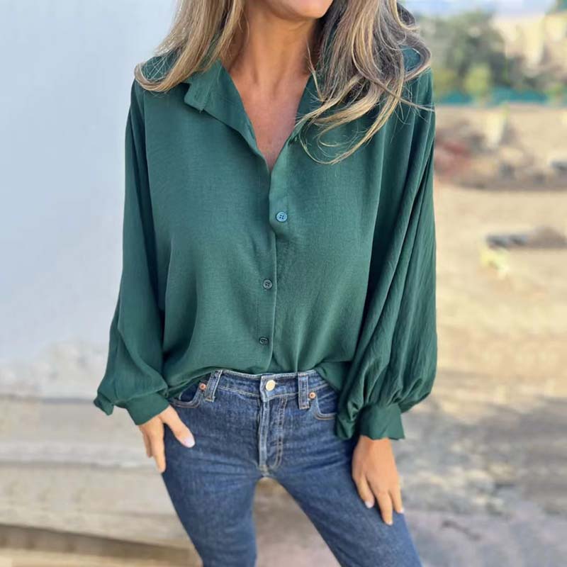 🔥HOT SALE 49% OFF💕Women's Elegant Solid Color Button-Up Shirt