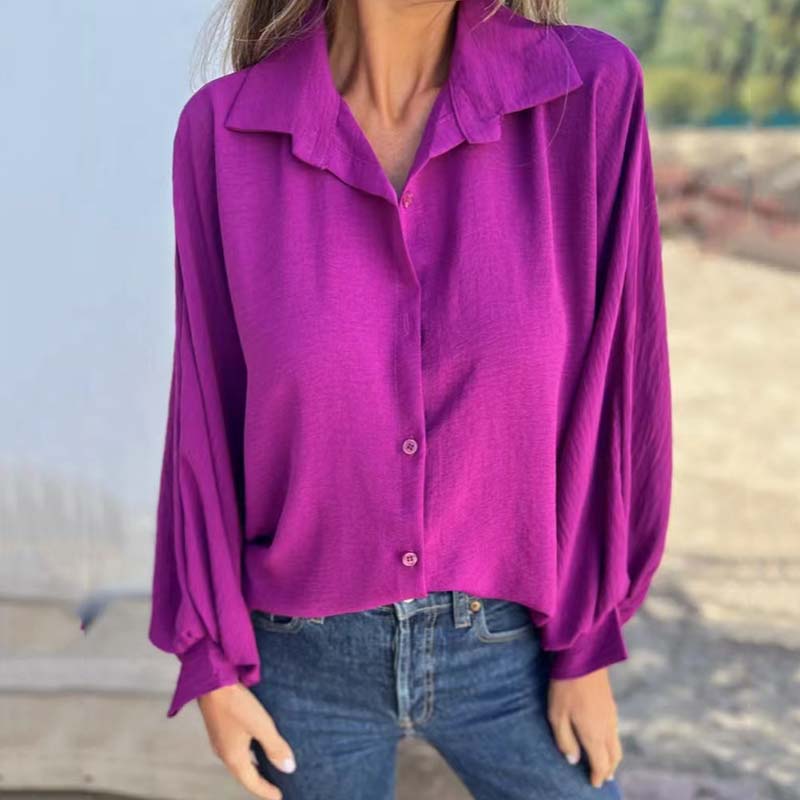 🔥HOT SALE 49% OFF💕Women's Elegant Solid Color Button-Up Shirt