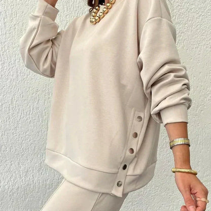 💕HOT SALE 49% OFF💕Women’s Trendy Solid Color Two-Piece Set Top & Pants