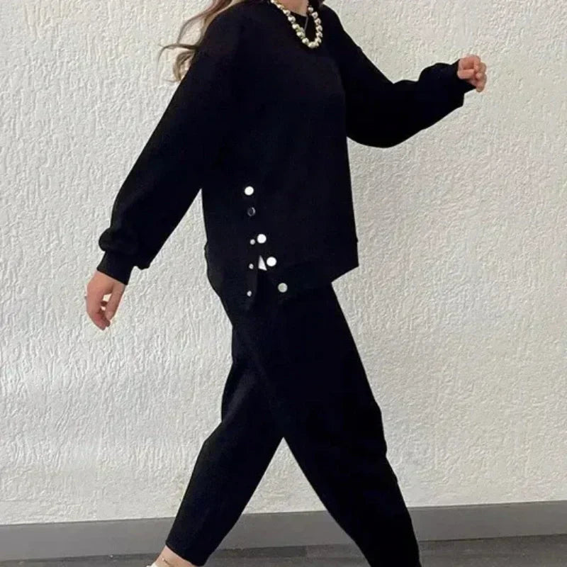 💕HOT SALE 49% OFF💕Women’s Trendy Solid Color Two-Piece Set Top & Pants