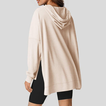 💥Hot Sales - 49% OFF✨Women's Casual Long Sleeve Waffle Knit Hoodie with Side Slits
