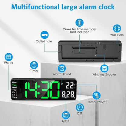 🕐💡49% OFF! ⌚16" Large Digital Clock with Temperature, Date, Auto DST, Night Light, Auto Brightness Dimmer – Smart Display for Every Room