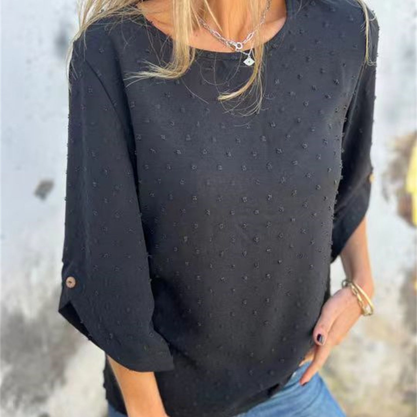💥Hot Sales-49% OFF🔥Women's Casual Round Neck Jacquard Top