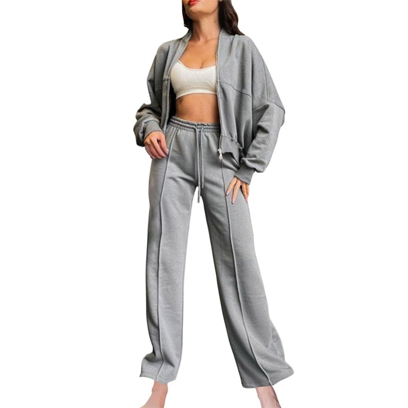 🍂Autumn discount 49%🍂Women's Long Sleeve Zip Coat Drawstring Sweatpants 2-Piece Sets
