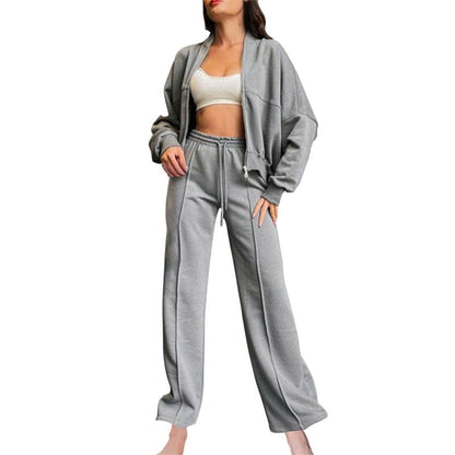 🍂Autumn discount 49%🍂Women's Long Sleeve Zip Coat Drawstring Sweatpants 2-Piece Sets