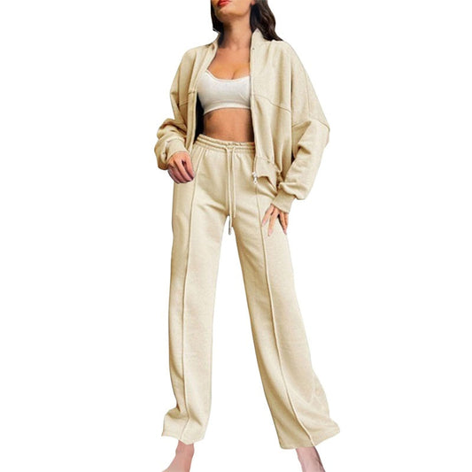 🍂Autumn discount 49%🍂Women's Long Sleeve Zip Coat Drawstring Sweatpants 2-Piece Sets