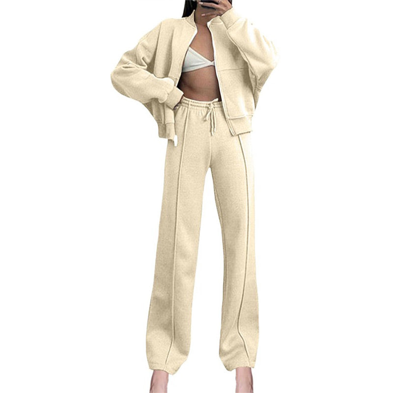 🍂Autumn discount 49%🍂Women's Long Sleeve Zip Coat Drawstring Sweatpants 2-Piece Sets