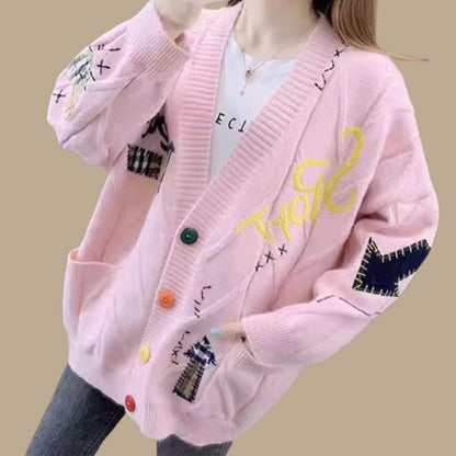 💥Limit Time 49% OFF✨Women's V-Neck Embroidered Sweater with Buttons