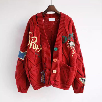 💥Limit Time 49% OFF✨Women's V-Neck Embroidered Sweater with Buttons